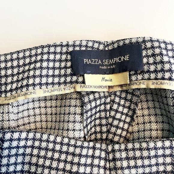 Piazza Sempione Blue Plaid Checkered Skinny Straight Leg Work Pants - Picture 9 of 9